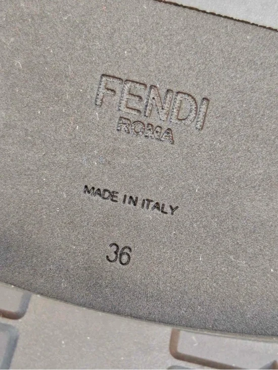 Authentic Fendi Black & Gray FF Logo Lace-Up Combat Boots - Picture 6 of 6